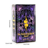 A box of The Wandering Spirit Tarot deck featuring purple and black ornate designs.
