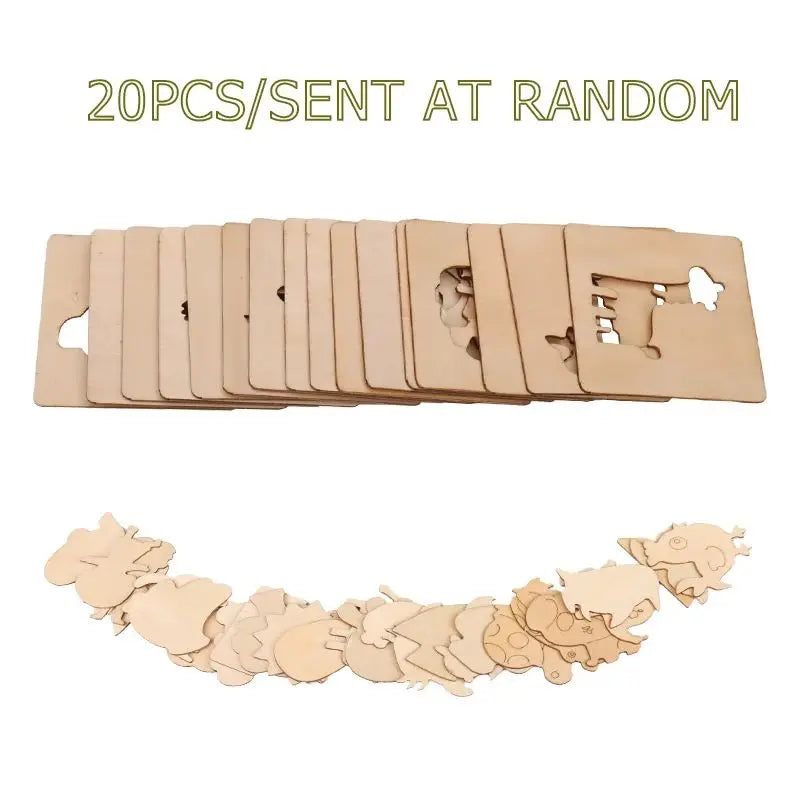 Montessori Wooden Drawing Stencils Set for Kids - 20pc Creative Painting Templates