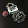 A clear magnetic spinning top is shown next to a metal base and a small red piece.