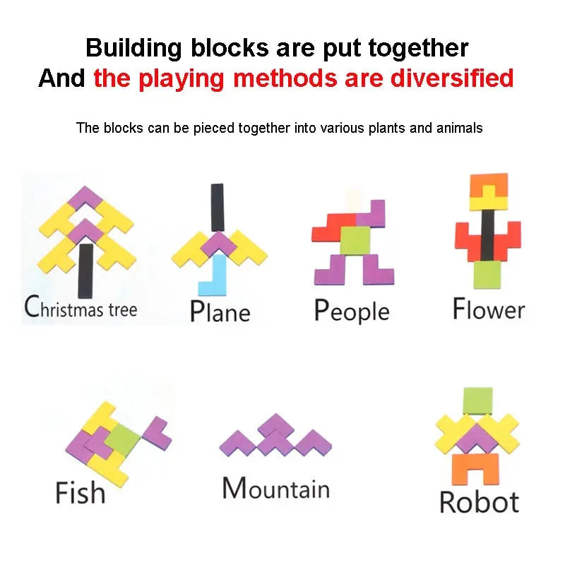 Colorful Wooden Tangram Puzzle Blocks Set for Kids