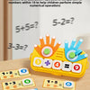 A set of Montessori finger counting math toys showing addition and subtraction problems like 5+5= and 3-3=