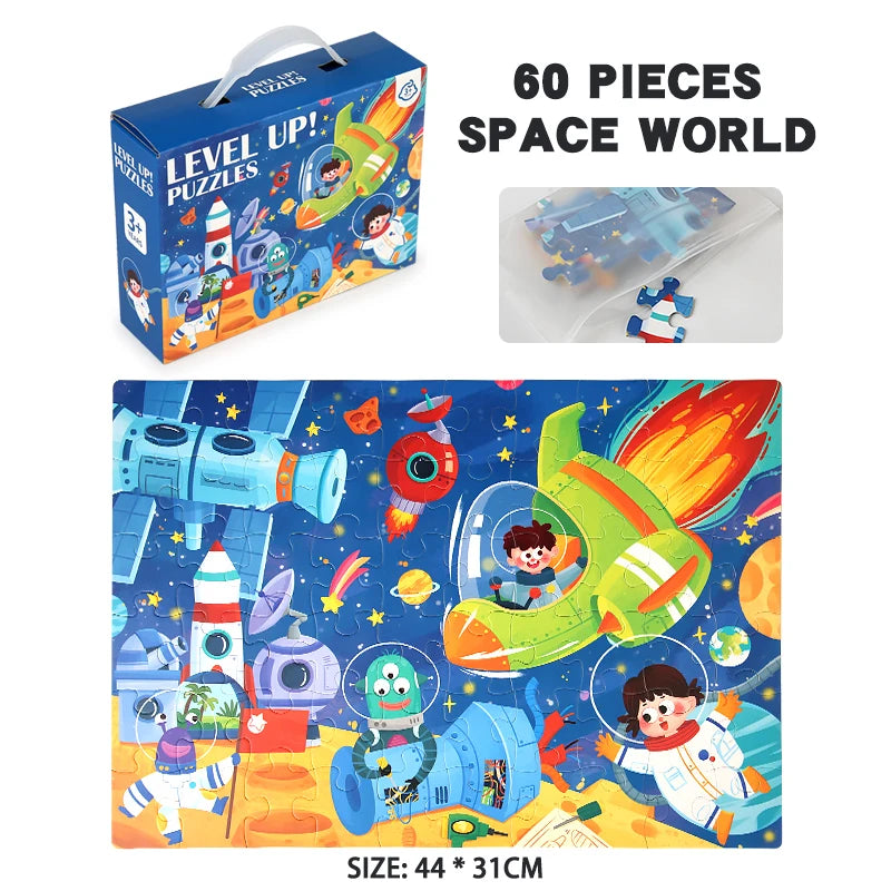 Montessori Wooden Cartoon Puzzle Set for Kids