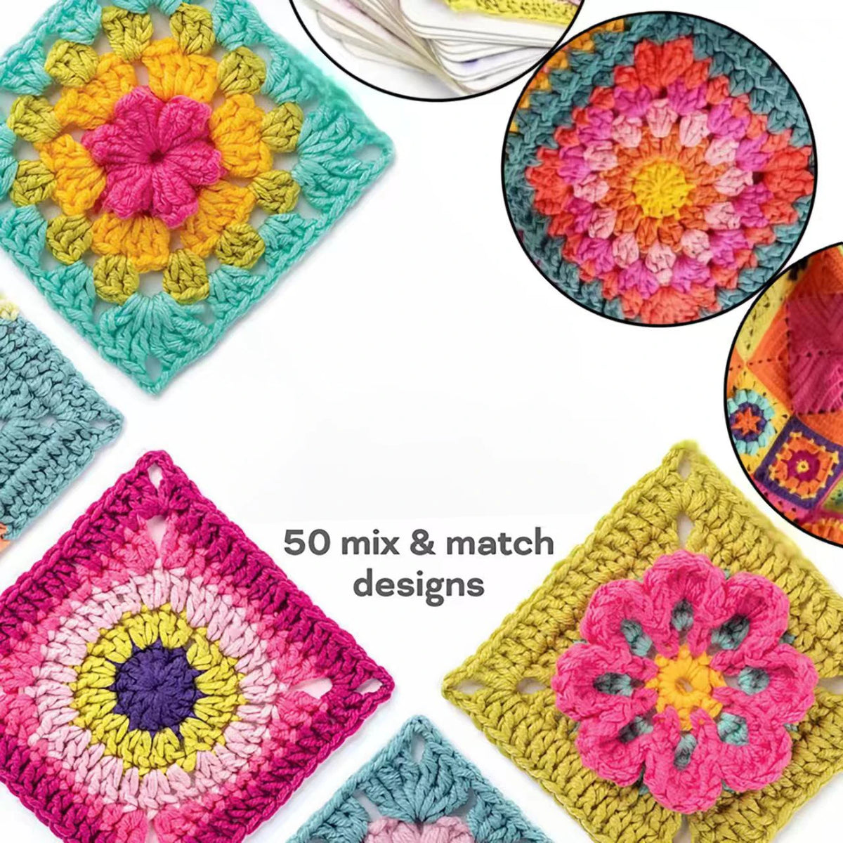 50 Crochet Pattern Cards with Mix & Match Design Deck