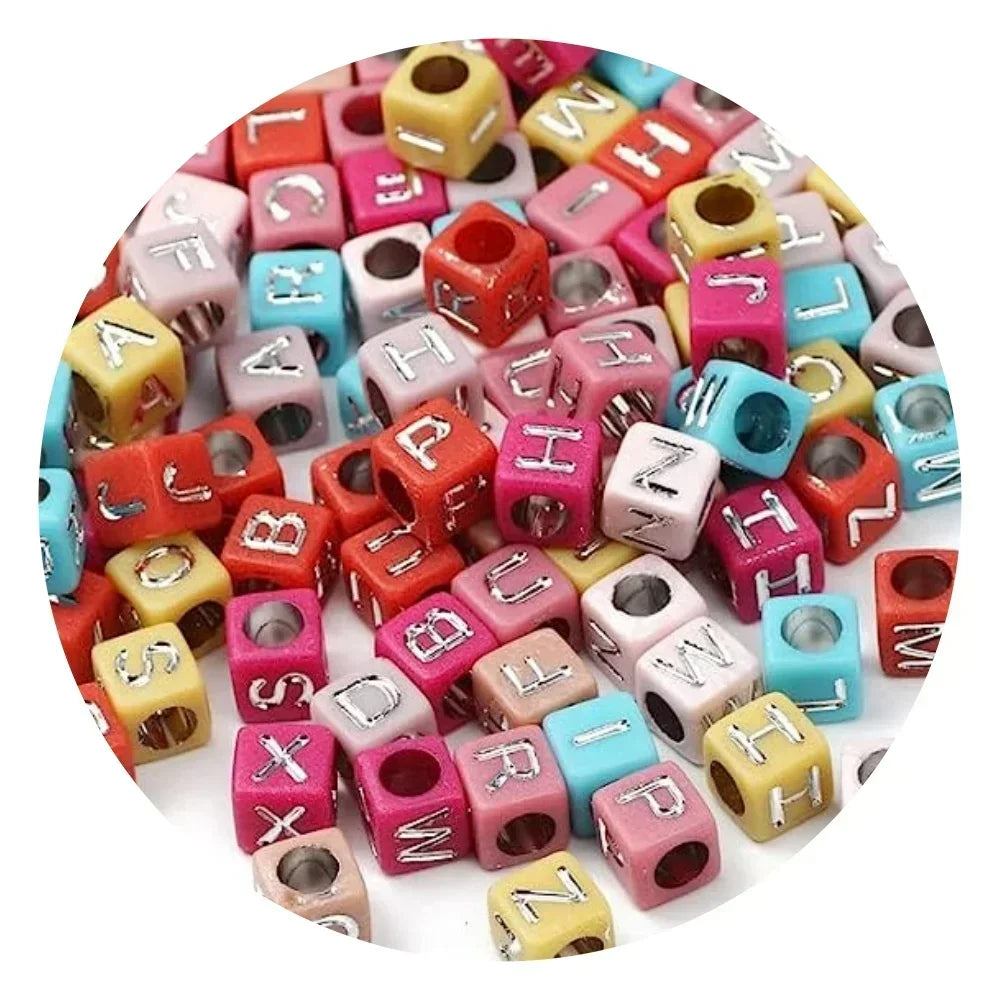 Acrylic Alphabet Beads for Jewelry Making - Mixed Letter Cubes