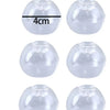 Six clear silicone squeeze balls for stress relief, with a measurement guide showing 4cm diameter.