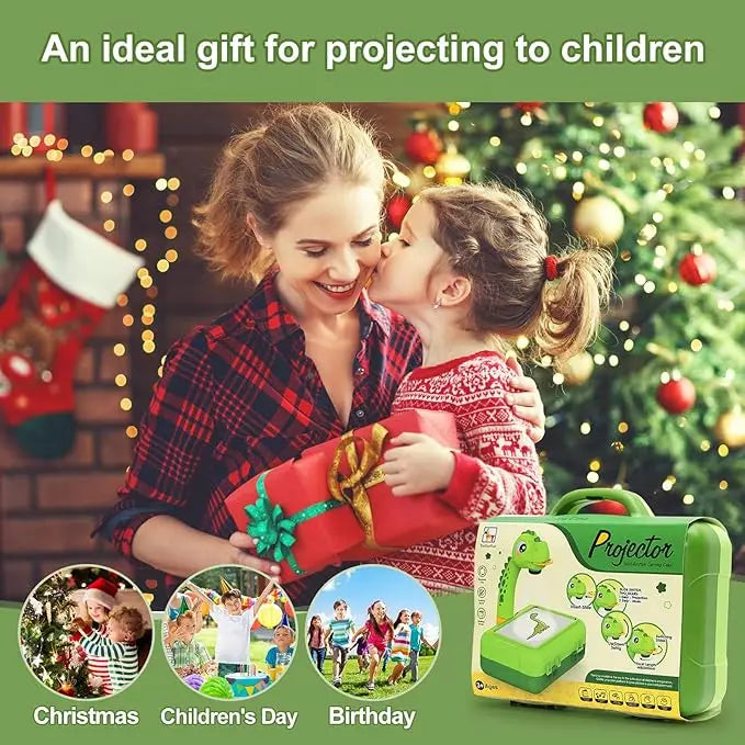 A mother is kissing her daughter while using a Kids Drawing Projector for entertainment and learning.