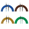 Three sets of professional instrument cables in blue, copper, and green, shown in an arc formation.