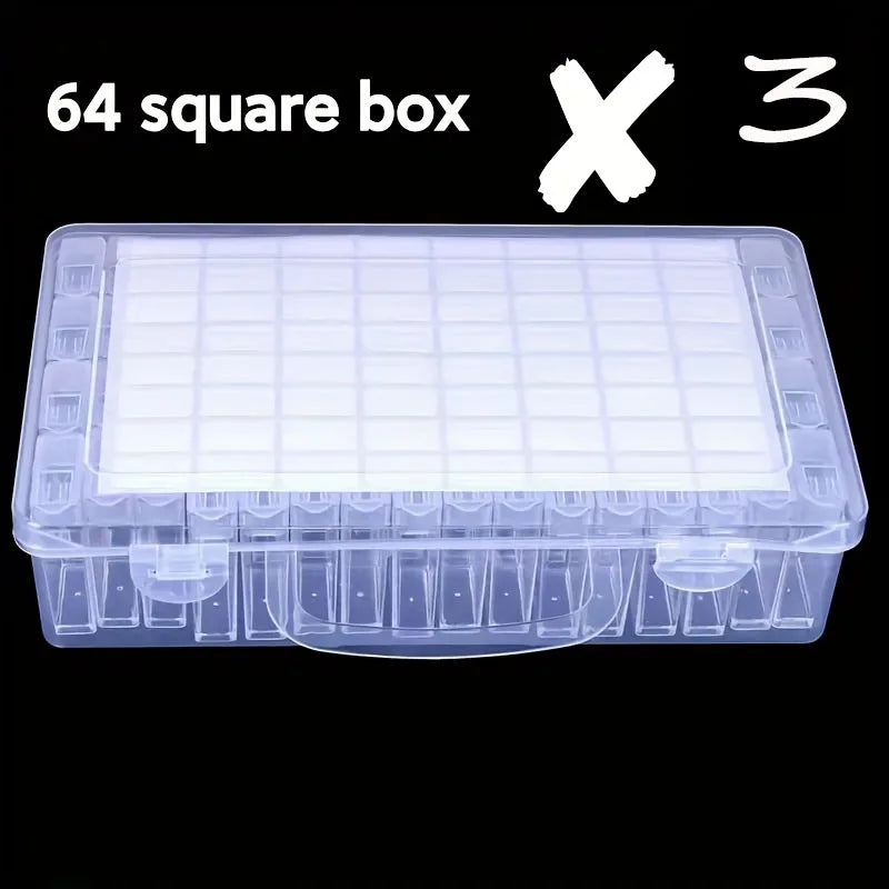 64-Slot Diamond Painting Storage Box with Clear Snap-Lid Containers