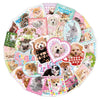 A colorful sticker pack featuring cute retro cartoon animals like dogs and cats for journals and decor