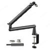 Black low profile microphone arm with cable management and extension riser