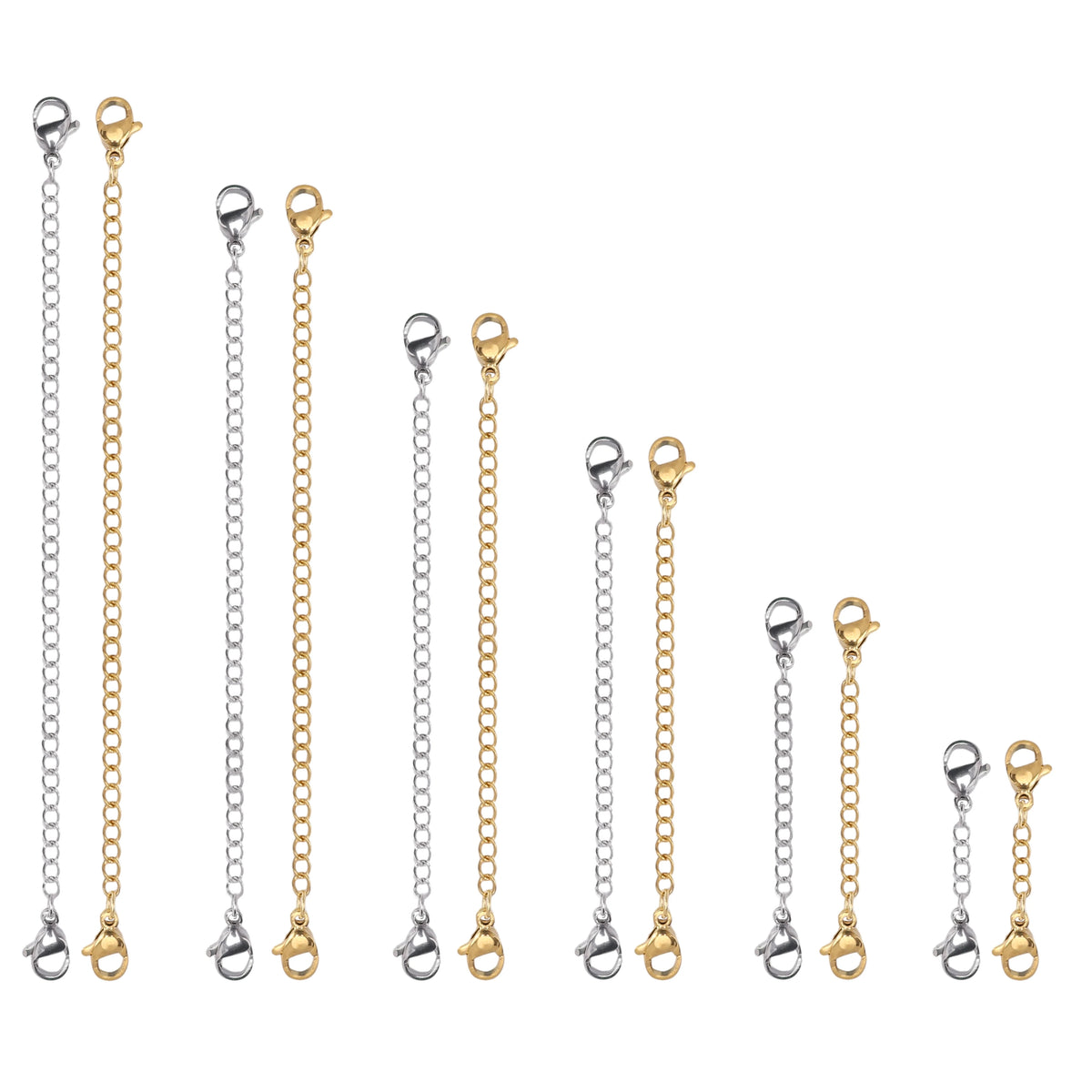 Stainless steel extension chains with lobster clasps for jewelry making