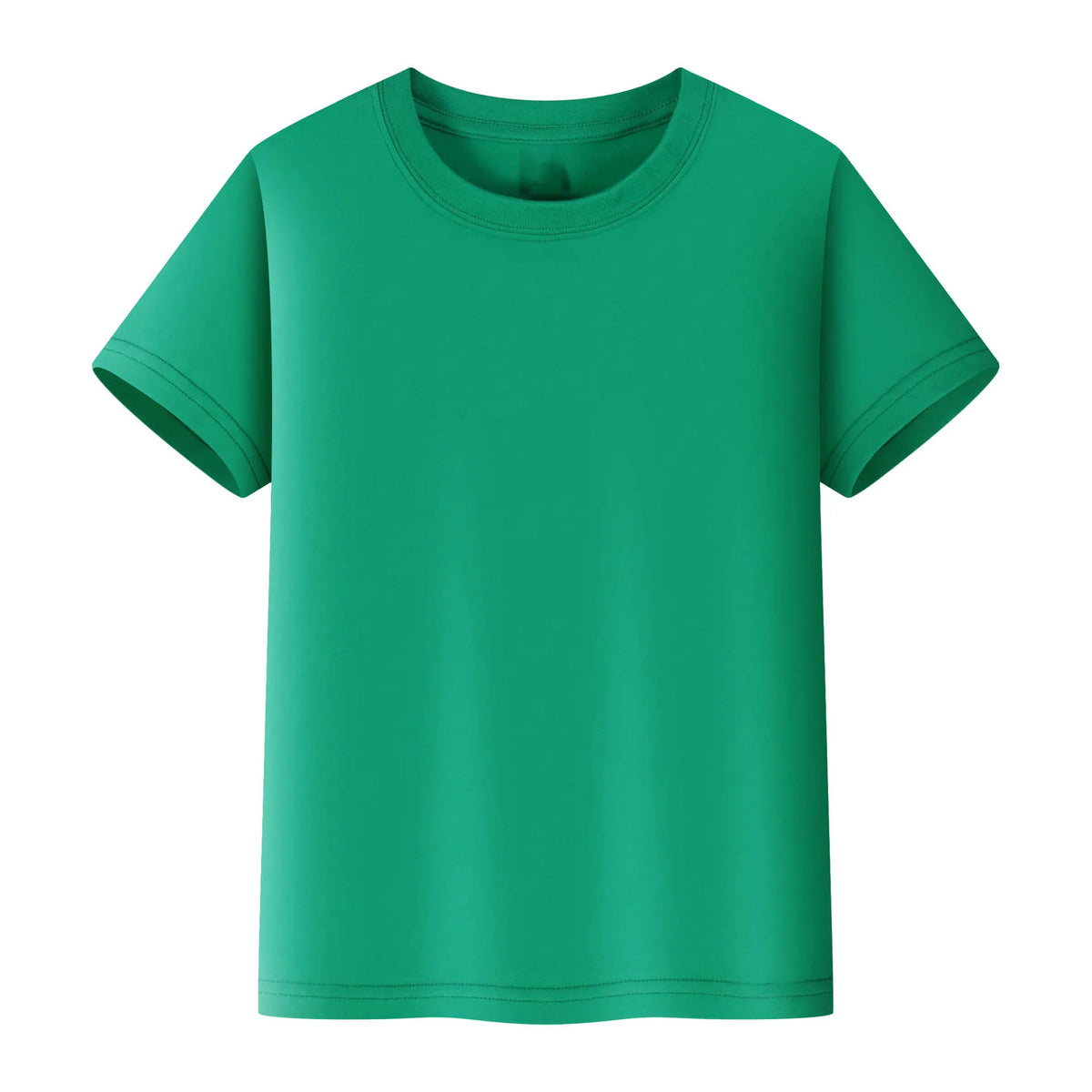 A solid teal green short-sleeved t-shirt for kids.
