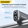An Essager USB audio adapter with 3.5mm audio input and output jacks shown in a close-up view.