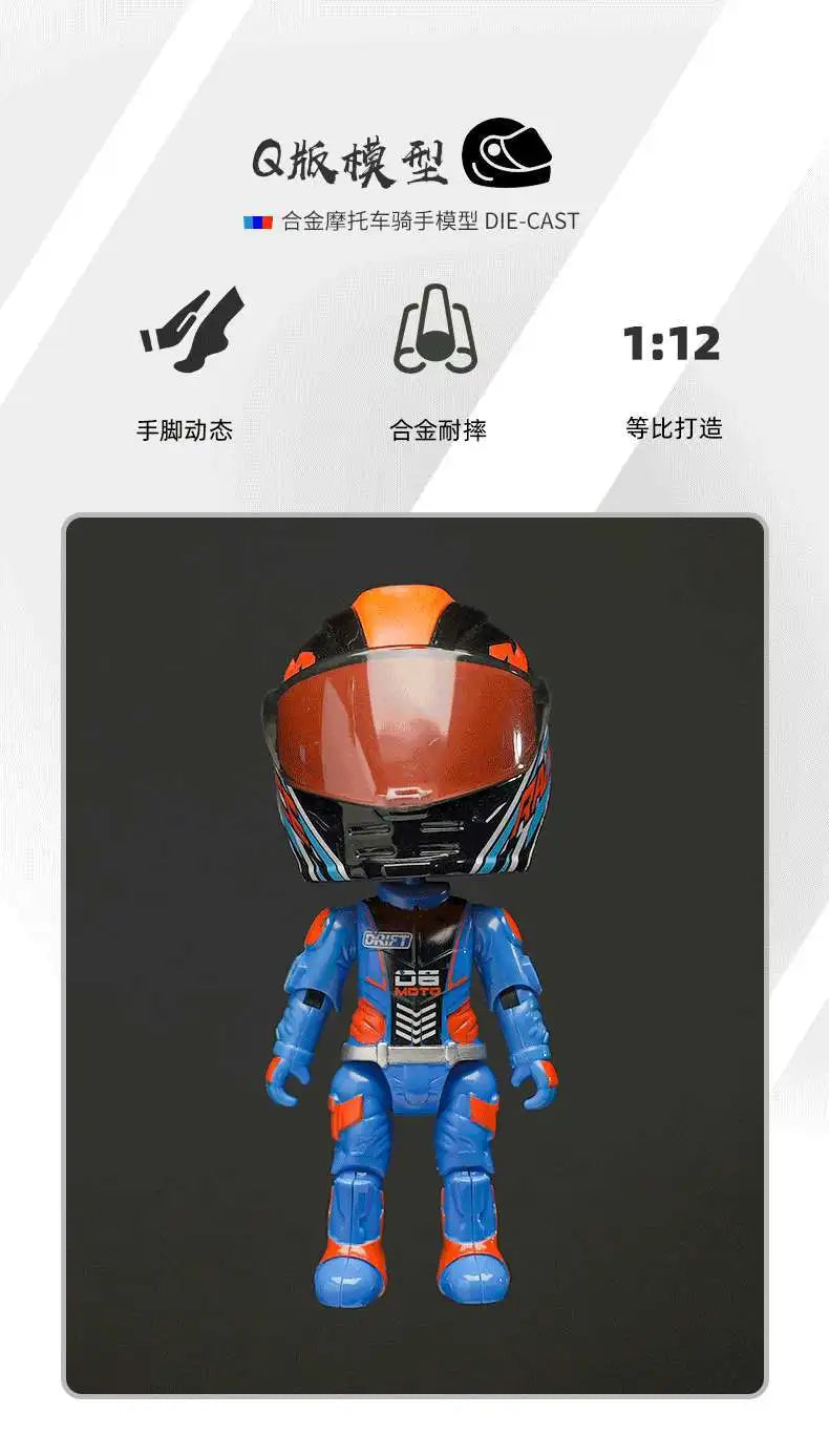 A miniature collectible of an Off-Road motorcycle helmet featuring blue and orange colors.