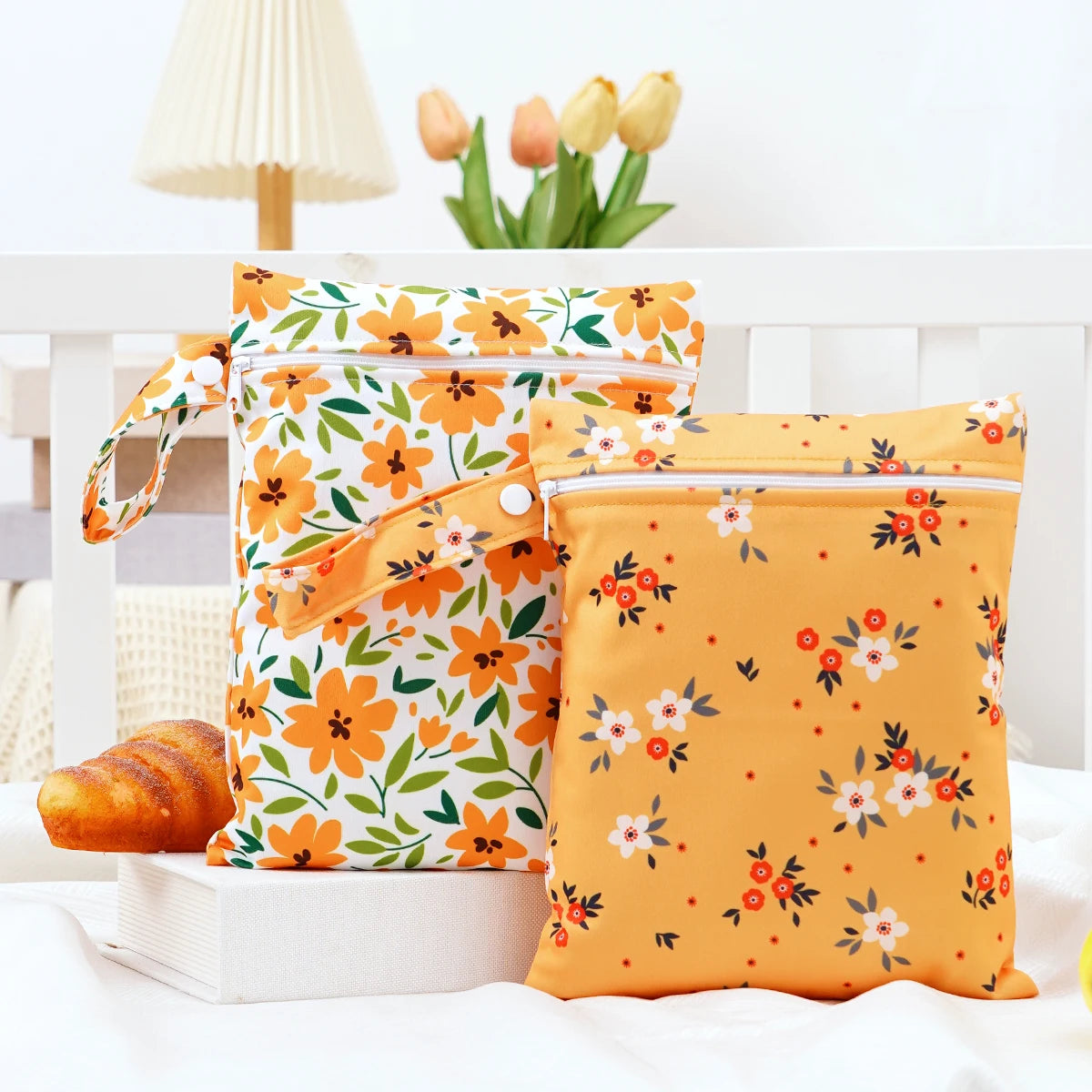 2-Pack Waterproof Wet/Dry Bags for Diapers & Baby Essentials