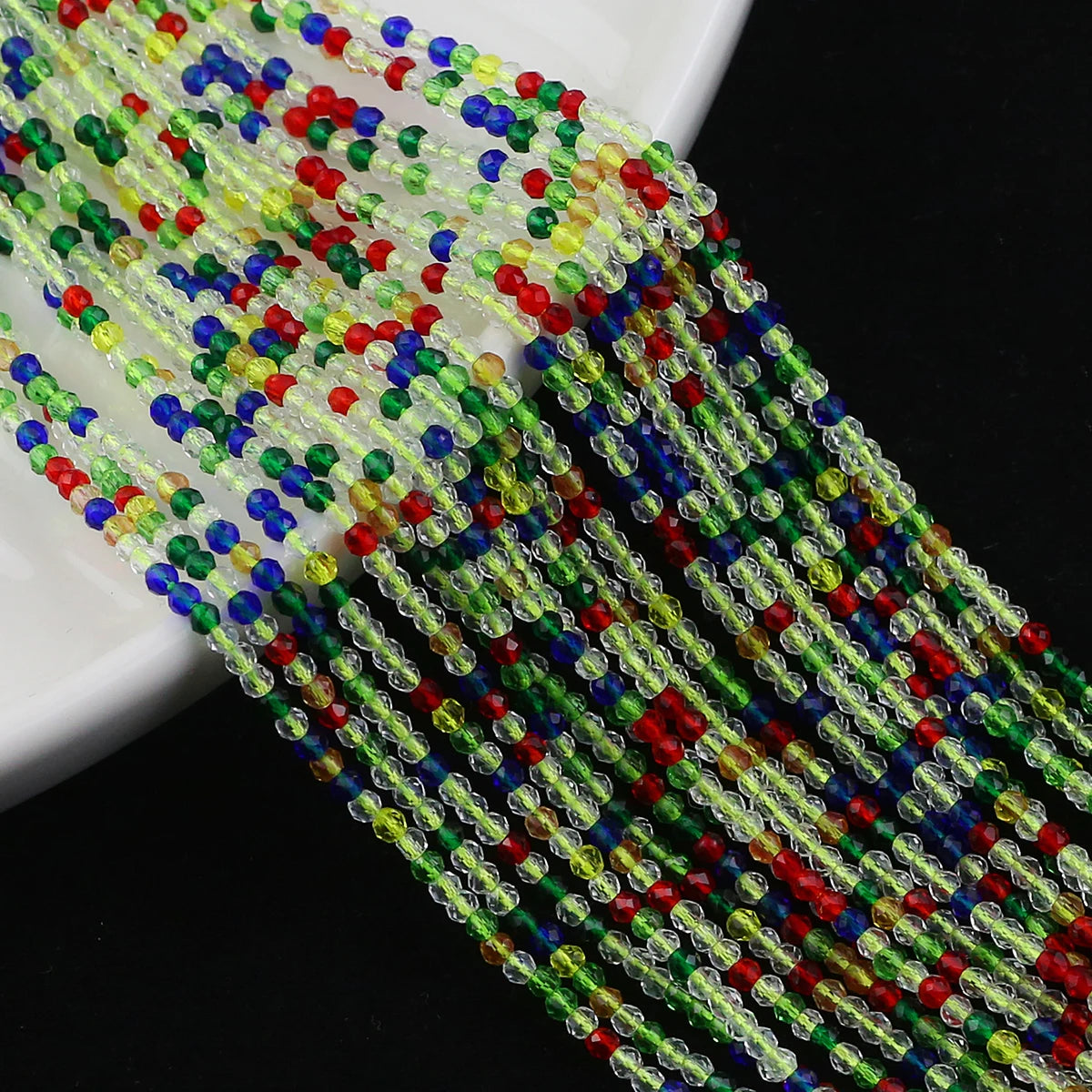 2mm Austrian Crystal Spacer Beads – White AB Finish