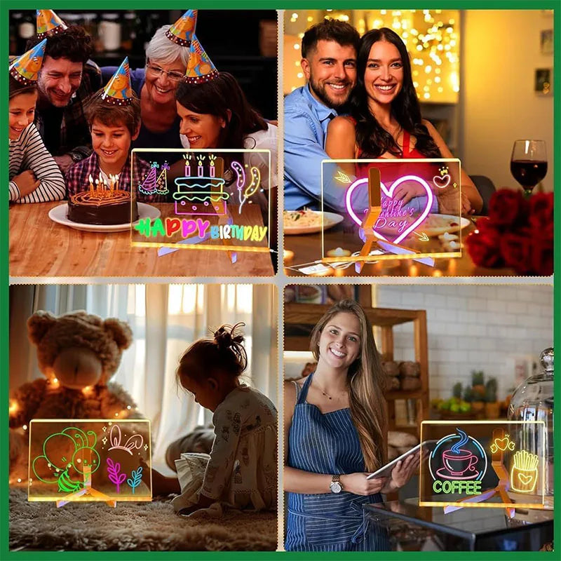 LED Light-Up Acrylic Message Board with Stand