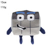 Poupée de collection peluche grise et bleue avec grands yeux et petites pieds.