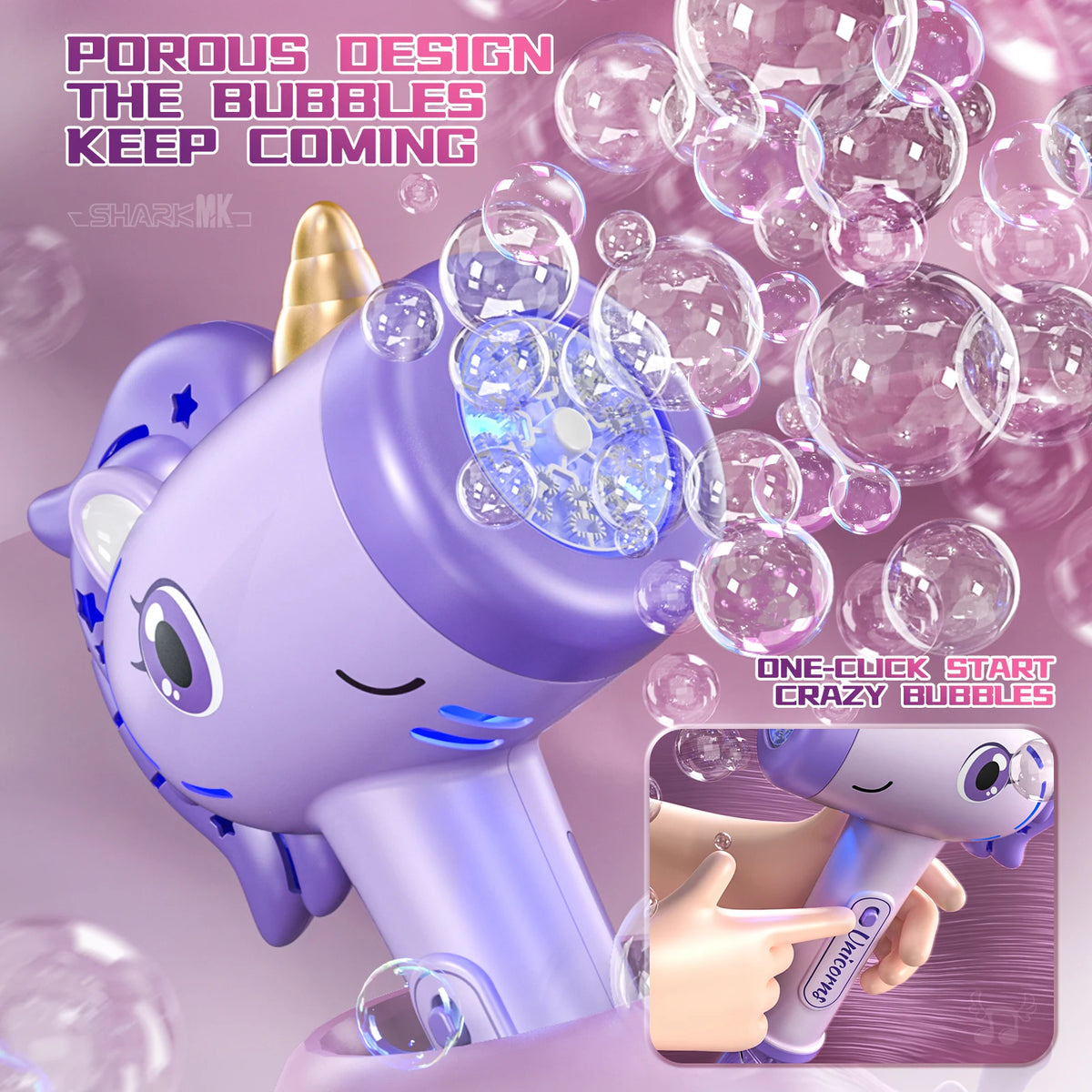 Unicorn Bubble Blower with LED Lights