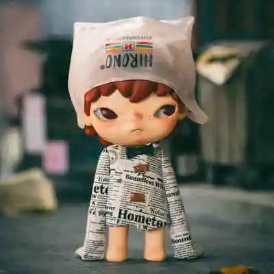 A small blind box figure of Hirono from the Small Mischievous series with reddish hair and a black bow tie.