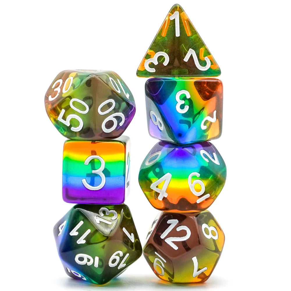 Seven-Layer Rainbow Polyhedral Dice Set for RPGs