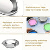 Stainless steel paint palette set showing various colors and a silver dish