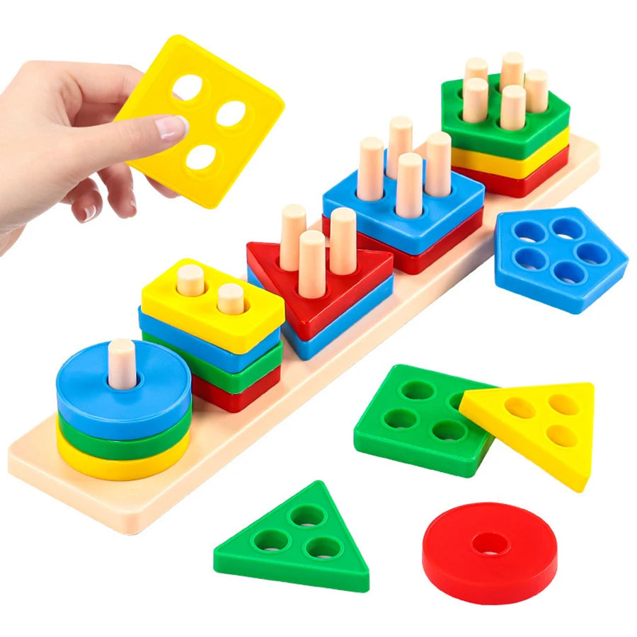 Geometric Shape Sorting Blocks Set for Toddlers