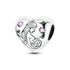 Silver-Plated Heart Charm Bead with Cubic Zirconia for Bracelets and DIY Jewelry
