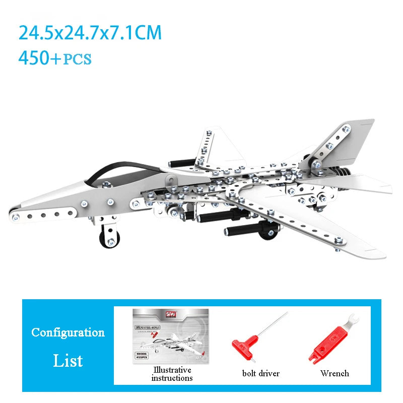 Metal 3D Aircraft Model Building Kit with Screw Assembly