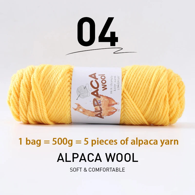 Luxurious Alpaca Wool Blend Yarn — 500g Thick Knitting Yarn