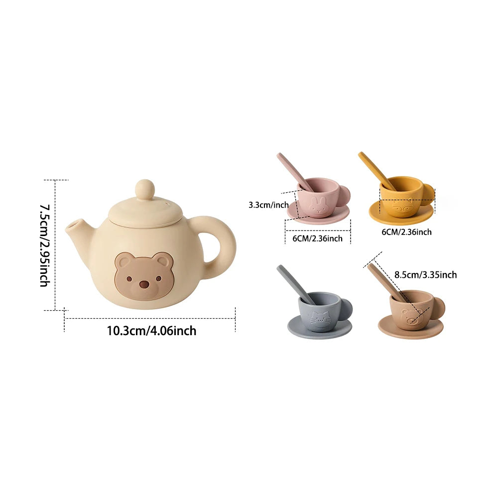 Bear Silicone Pretend Play Teapot Set for Toddlers