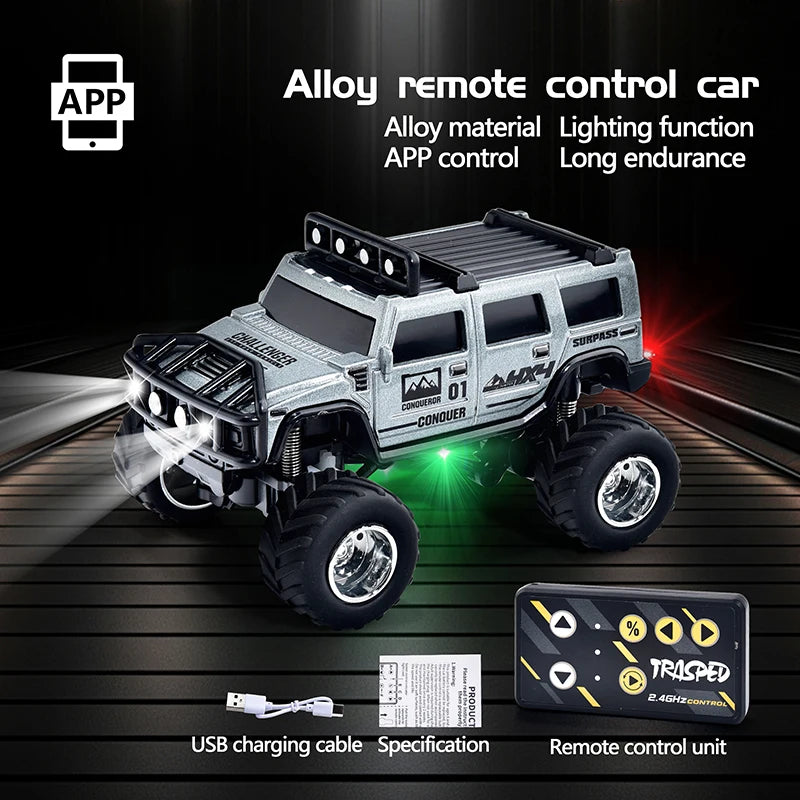Mini 1:64 Scale Remote Control Off-Road Truck - Dual-Mode with Cruise Control