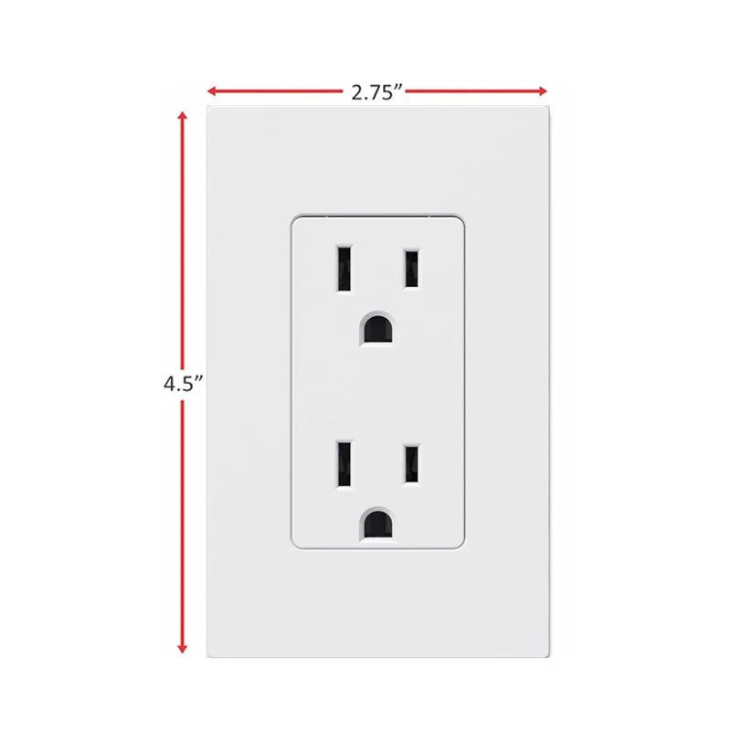 A white wall outlet plate with a standard electrical socket and two outlets.