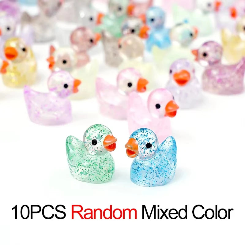 Colorful Resin Duck Figurine Set for Garden & Aquarium Decor