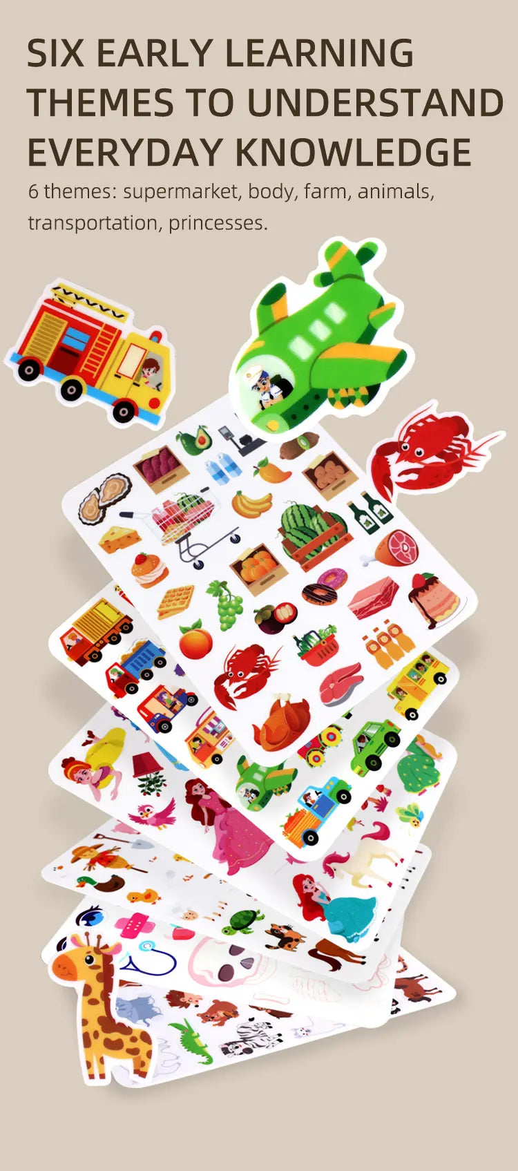 Reusable Sticker Book for Kids with Multi-Scene Bubble Jelly Stickers