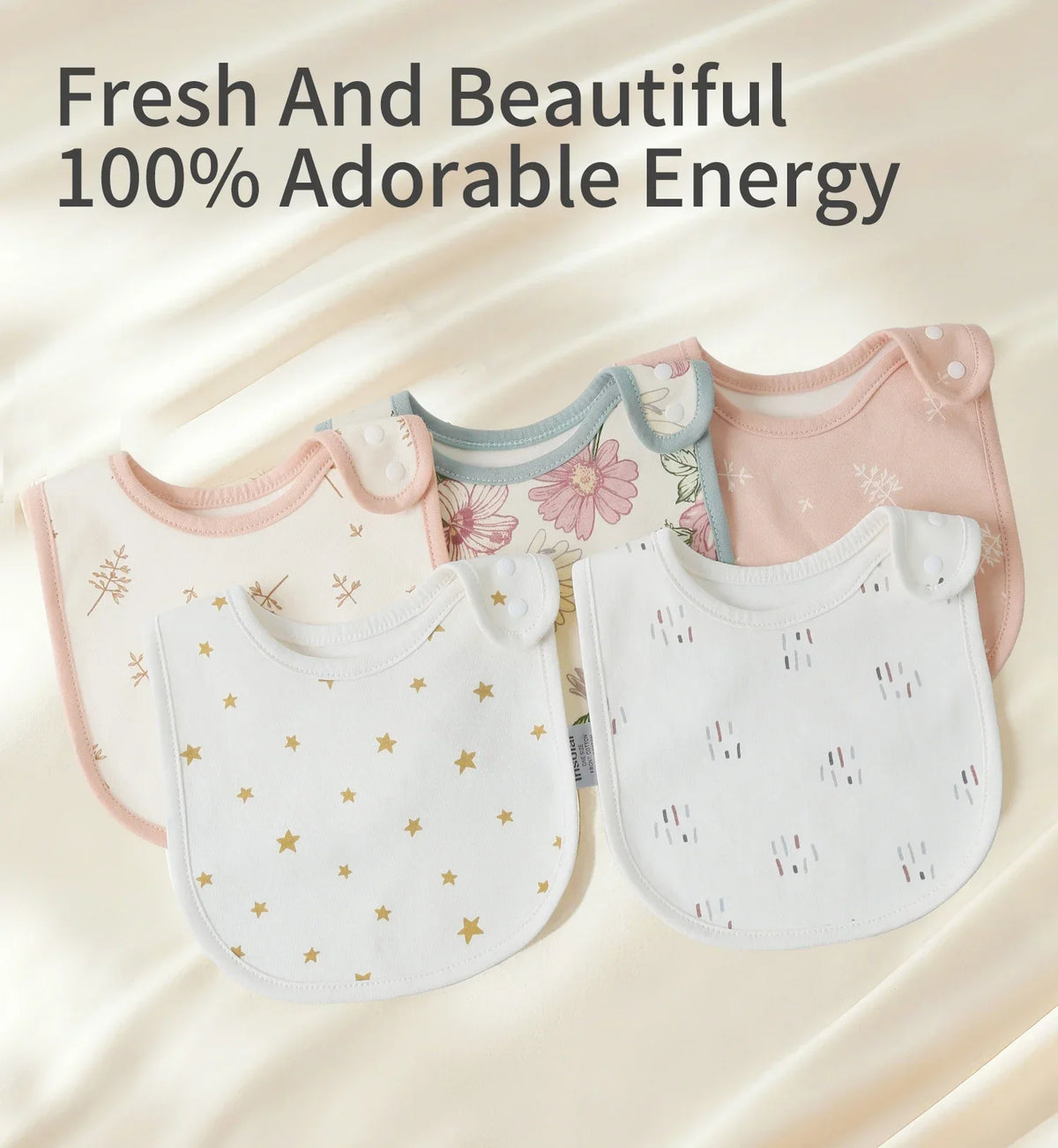 Soft Cotton Baby Bibs (5-Pack) with U-Shaped Catch-All Design