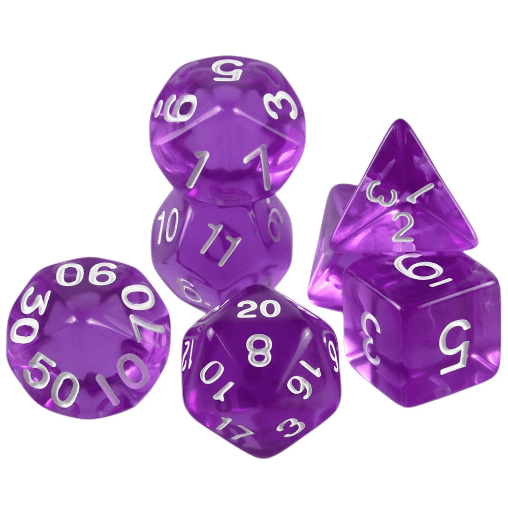 Crystal Clear Polyhedral Dice Set for Tabletop RPGs
