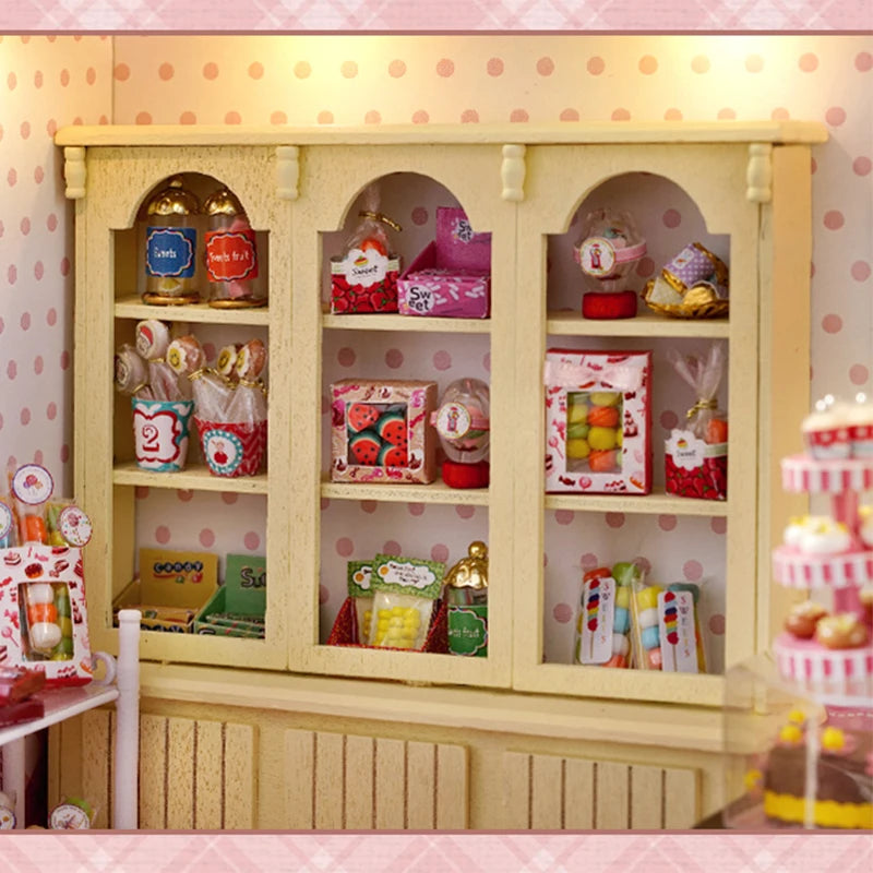 Wooden Dollhouse Kit with Furniture and Lighting