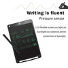 A black LCD writing tablet with a flexible screen is shown next to a writing pen.