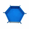 A bright blue hexagonal folding tray made of PU leather.