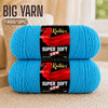 Two skeins of bright blue super soft 100% acrylic yarn for knitting and crochet