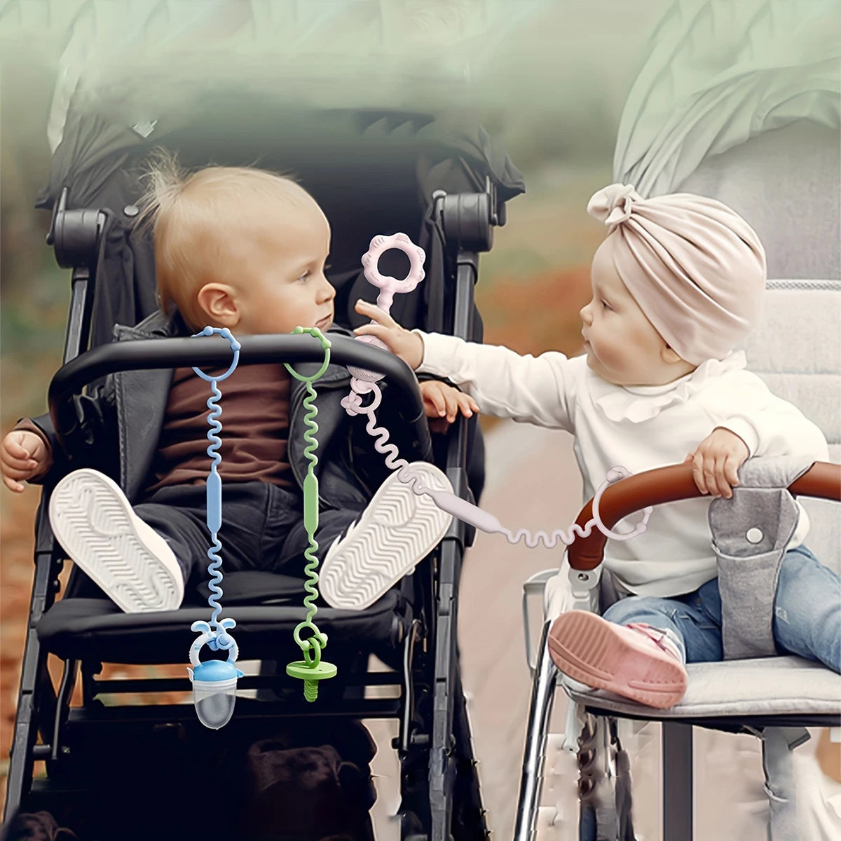 Adjustable Silicone Pacifier Clip with Anti-Drop Chain