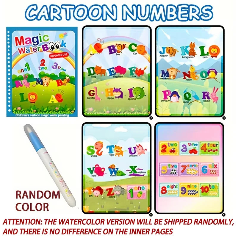 Magic Water Drawing Book for Kids - Reusable Coloring Fun