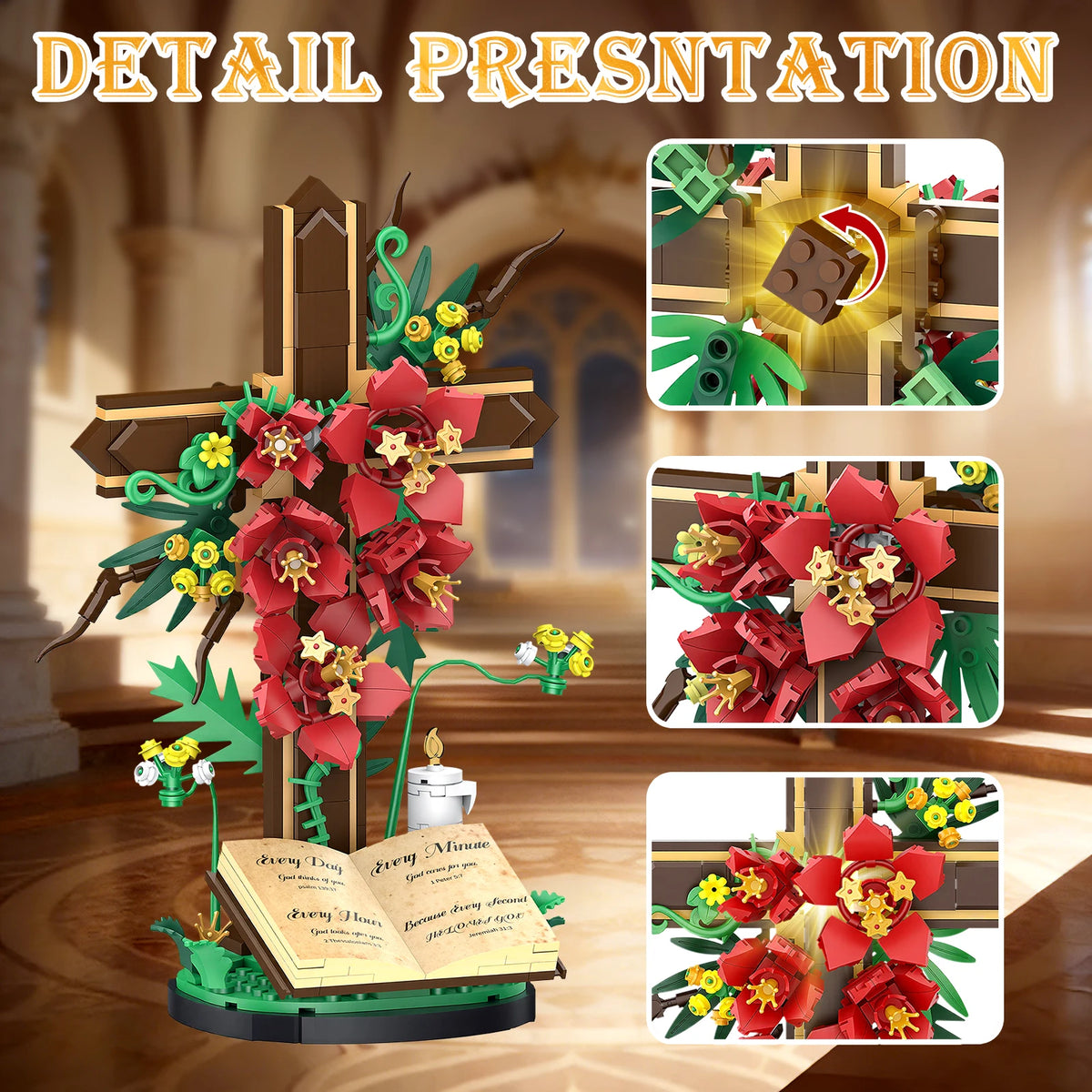 Cross Flower Building Block Set for Adults