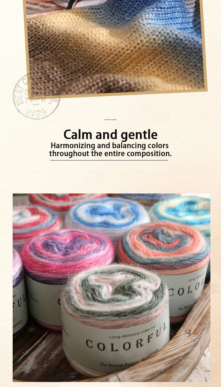 Gradient Cake Yarn – 200g Soft Wool Blend for Knitting & Crochet