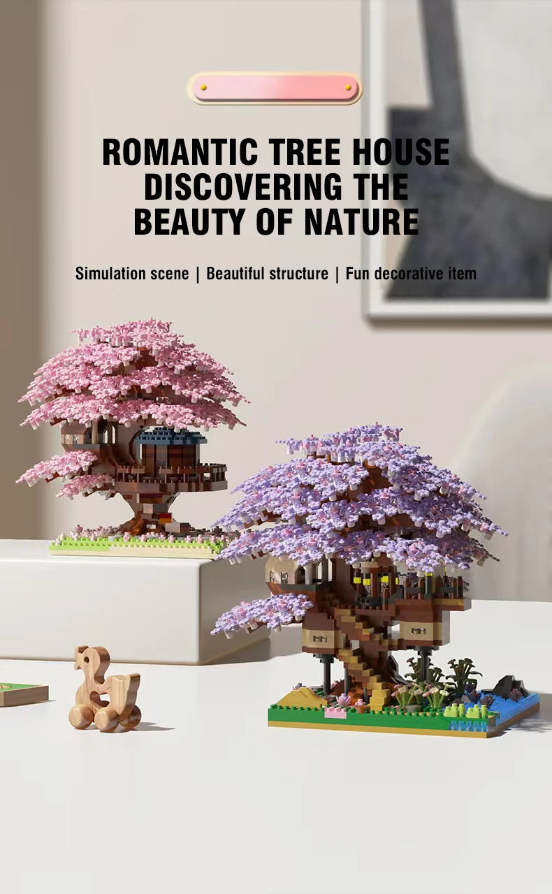 DIY Sakura Cherry Blossom Treehouse Building Kit with Warm Lights