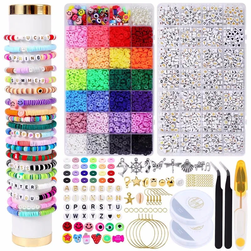 Rainbow Polymer Clay Bead Kit for DIY Jewelry Making
