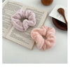 Plush Knit Scrunchie Hair Ties with Leather Accent