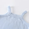 Light blue knitted cotton romper with shoulder straps