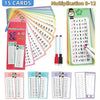A set of multiplication flash cards from 0 to 12 for kids, including various practice sheets and a multiplication chart.